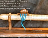 Love Flute SHIPS IMMEDIATELY Aerophone Wooden Flute, Tiger Striped Maple, F-sharp Pentatonic Scale, Burl Walnut Buffalo Carved Fetish (Bird)