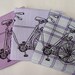 Handkerchiefs, 3 Silk-Screened Sneezy Sheets, Bicycle Print