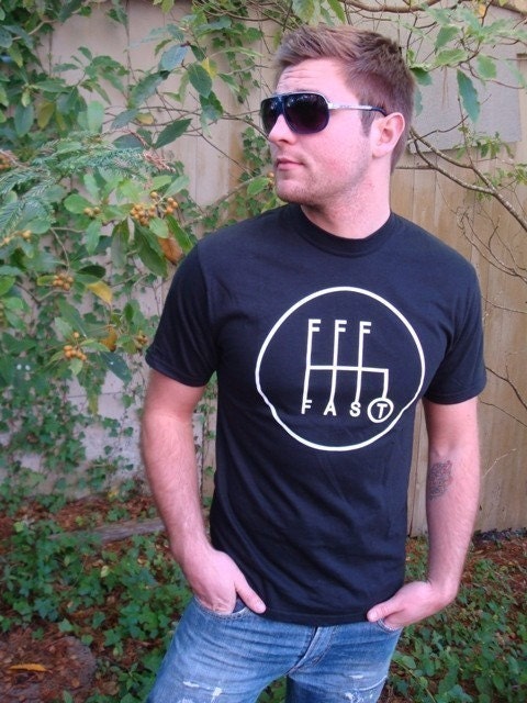 fastfastfast - Men's GEARSHIFT Tee on Black - S,M,L,XL,2XL