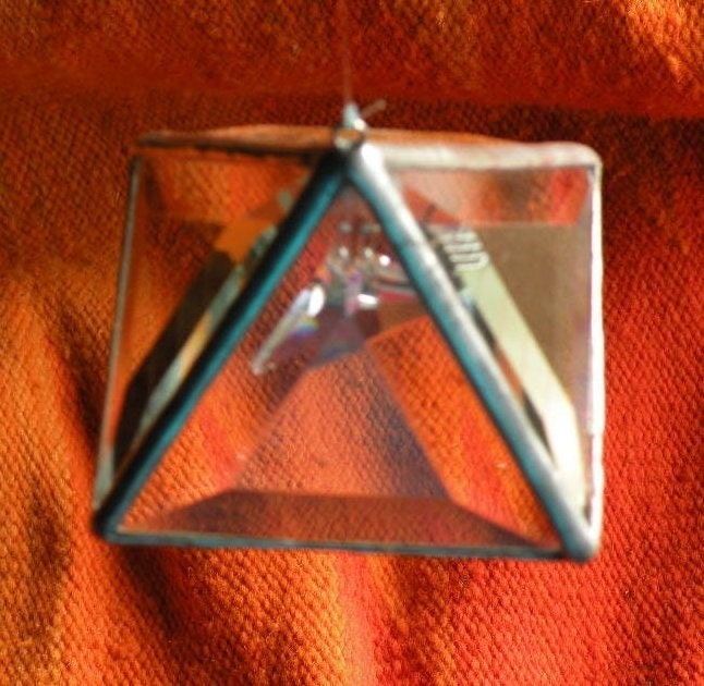 Stained Glass Pyramid beveled triangular crystal inside