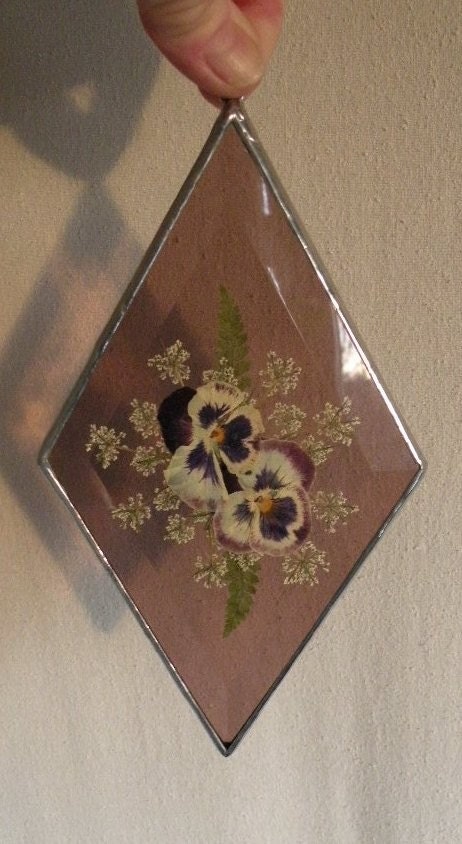 Pansy's in Stained Glass suncatcher