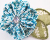 Teal Flower Brooch Pin SALE