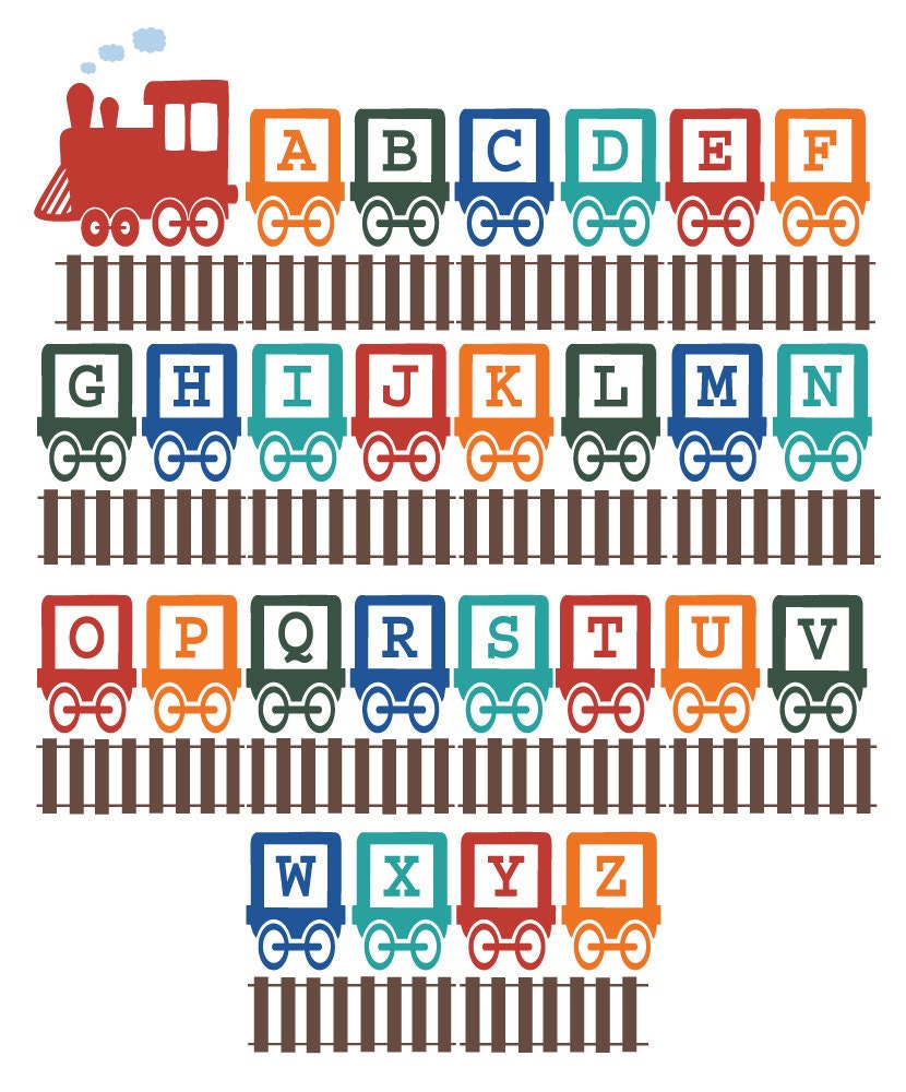 Alphabet Train Wall Vinyl Decals Art Graphics Stickers