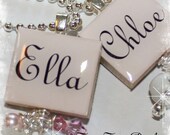 SIMPLY STATED Personalized Light Pink Scrabble Tile Pendant Necklace