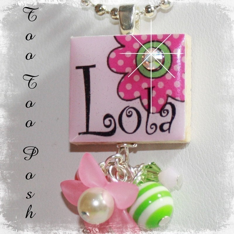 PERSONALIZED Light Pink Daisy Scrabble Tile Pendant Necklace