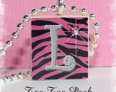 FUN N' FUNKY ZEBRA  Initial Scrabble Tile Pendant Necklace