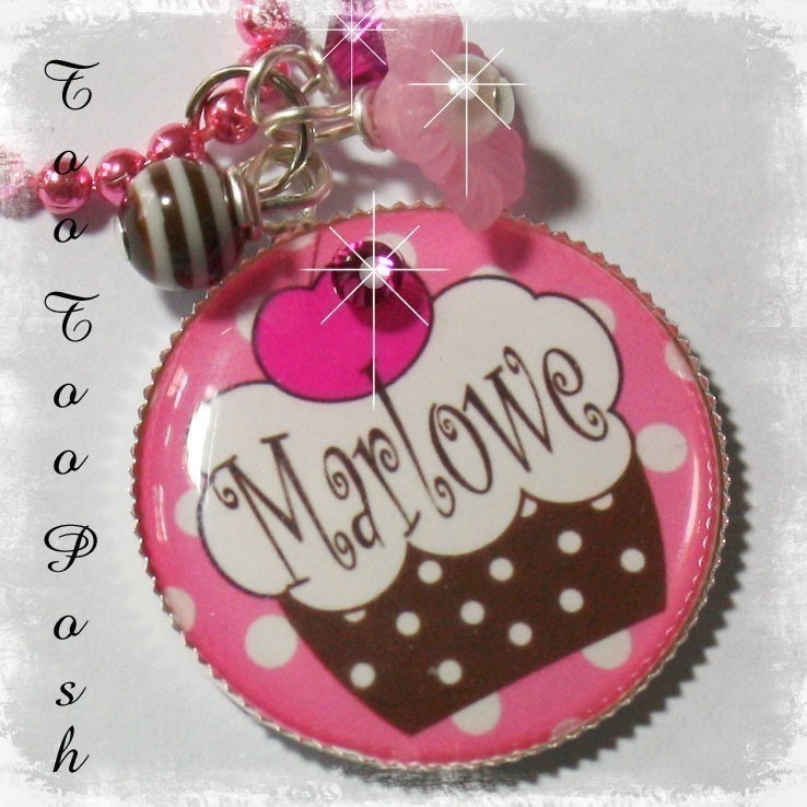 SWEET AS A CUPCAKE Personalized Bezel Set Pendant Necklace
