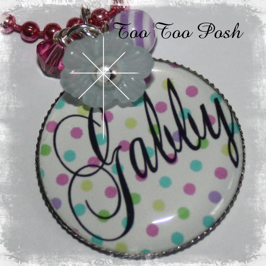 Personalized Confetti Polka Dot Bezel Set Pendant Necklace