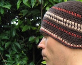 crochet men's beanie/ chocolate brown