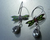 Willow. Watery Green Quartz And Plique a Jour Enamel Dragonfly Set