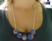 Summer Sale 20% of w/ code "Summer" Clearing Out Sale  Blue and Pink Wool Necklace