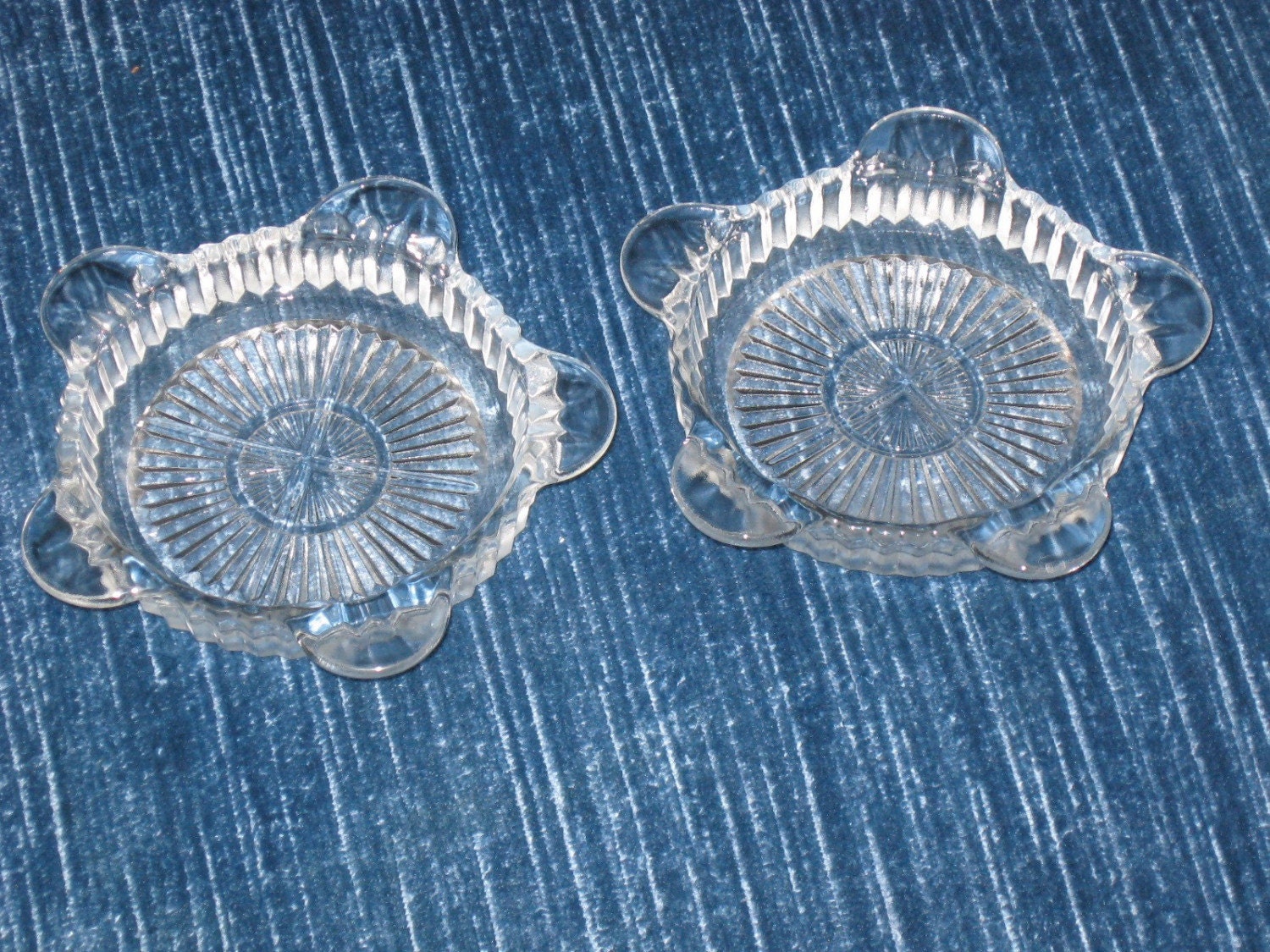 VINTAGE PAIR OF 1940s CUT GLASS ASHTRAYS OR by MimisMenagerie