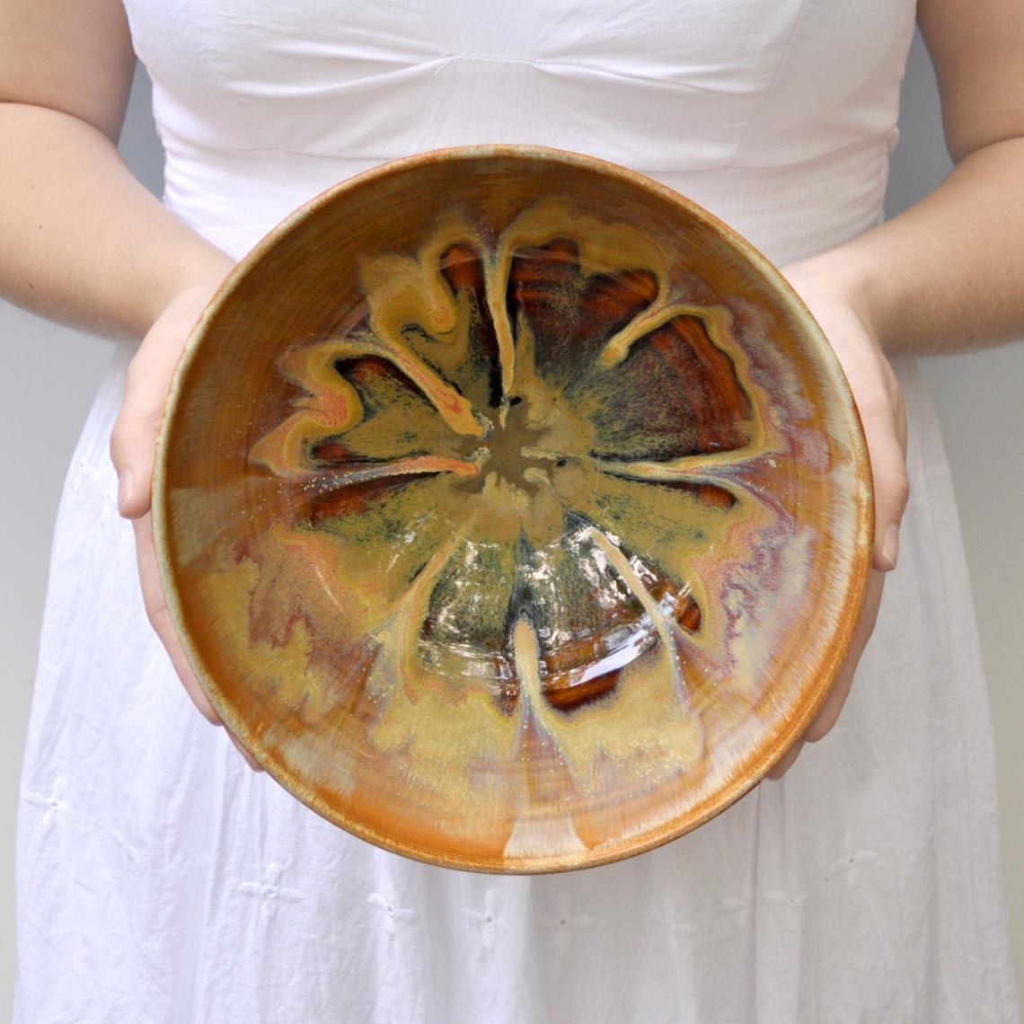 serving bowl Noodle Bowl Sunday Coffee series Brown, Orange Rust glazes