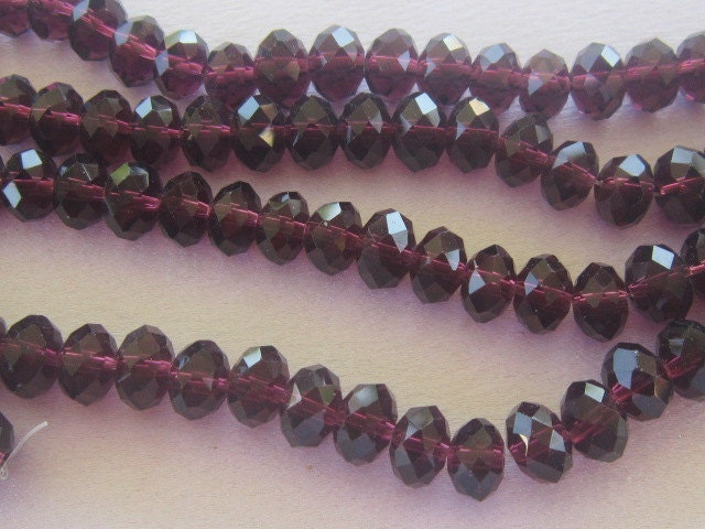 Amethyst Chinese Crystal Faceted Rondelles, 8 inch Strand, 8 x 5 mm