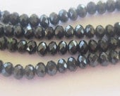 Jet Black Chinese Crystals, Faceted Rondelles, 8 Inch Strand, 8 x 6 mm