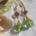 Green Lampwork Dangle Earrings, Gold Plate