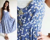 Vintage EXPRESS Floral Periwinkle FESTIVAL Dress