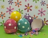 Cascarones (Confetti Eggs), TWO DOZEN, Flower Power Polka Dots