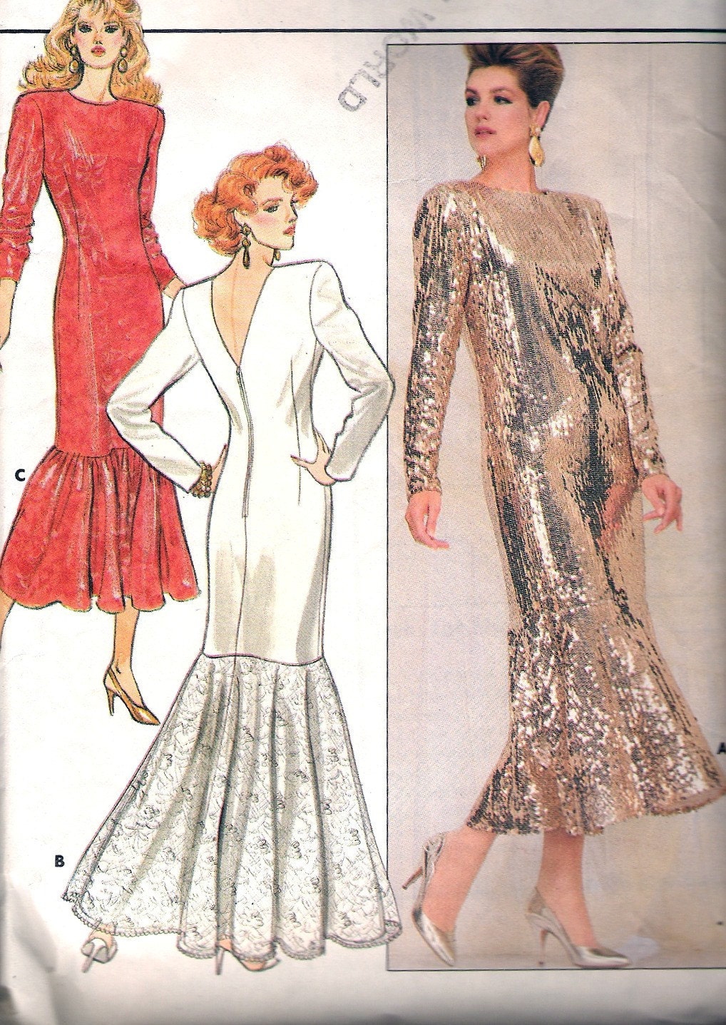 Butterick Vintage Pattern 4397 - Formal Dress, 1986, sizes 12-16