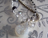 handmade diamond, quartz, labradorite gemstone necklace - Diamonds Are a Girl's Best Friend Necklace