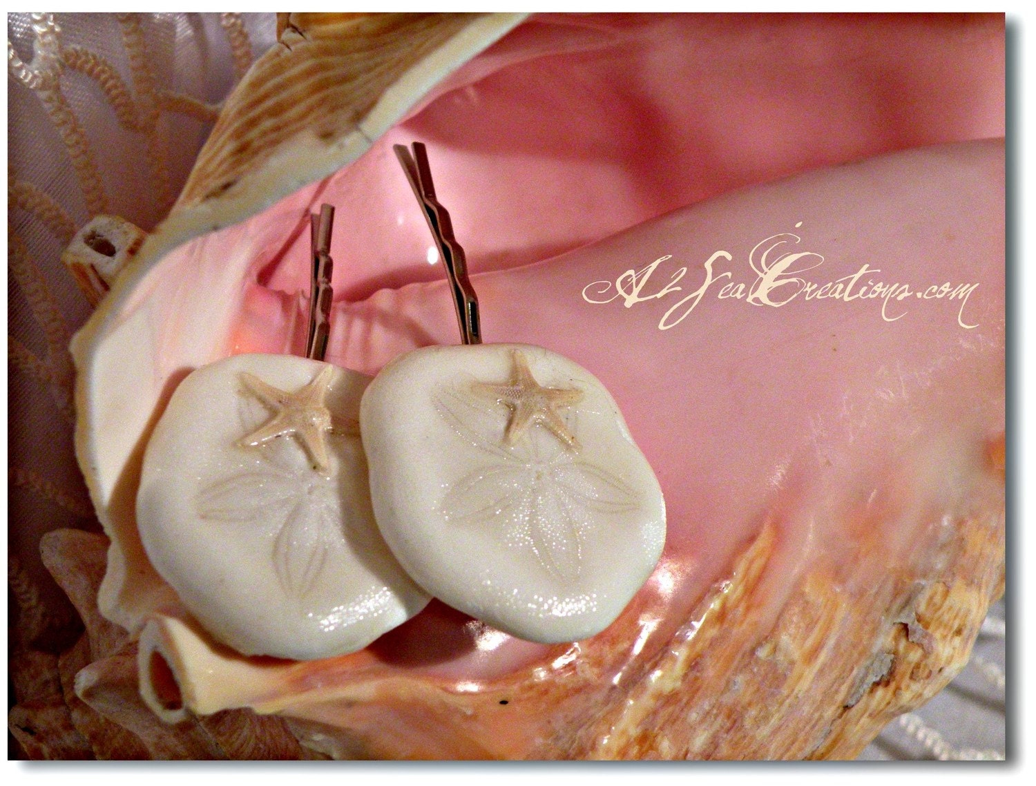 Sand Dollar & Starfish Hair Clips - Beach Wedding Accessory