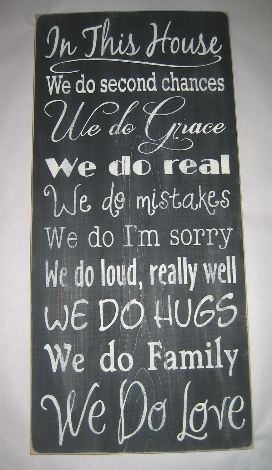 we do Grace, Family Rules, Primitive, Version 3, Subway Art, Typography, Distressed, Sign, Decor