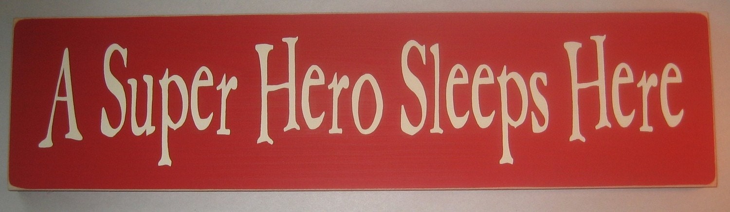 A Super Hero Sleeps Here, Childrens, Bedroom, Decor, Sign