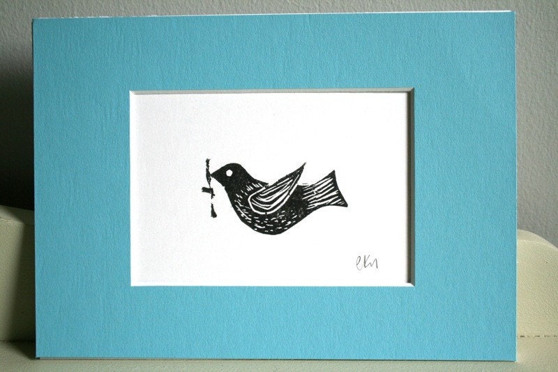 Bird With Branch Print