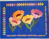 Large Wall Hanging Quilt - Dramatic Poppies