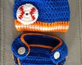 Crochet Newborn Diaper Cover and Team Colors Beanie Photo Prop. (choose your own team) featured in New York Mets (MLB)