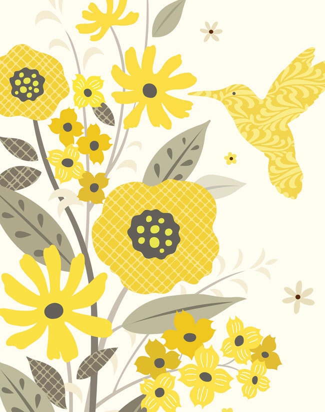 Gray and Yellow Garden Art Print