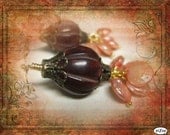 Rosewood / Peach Pearl Earrings