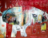 original art print by Jesse Reno -13"x19" - Old Bull