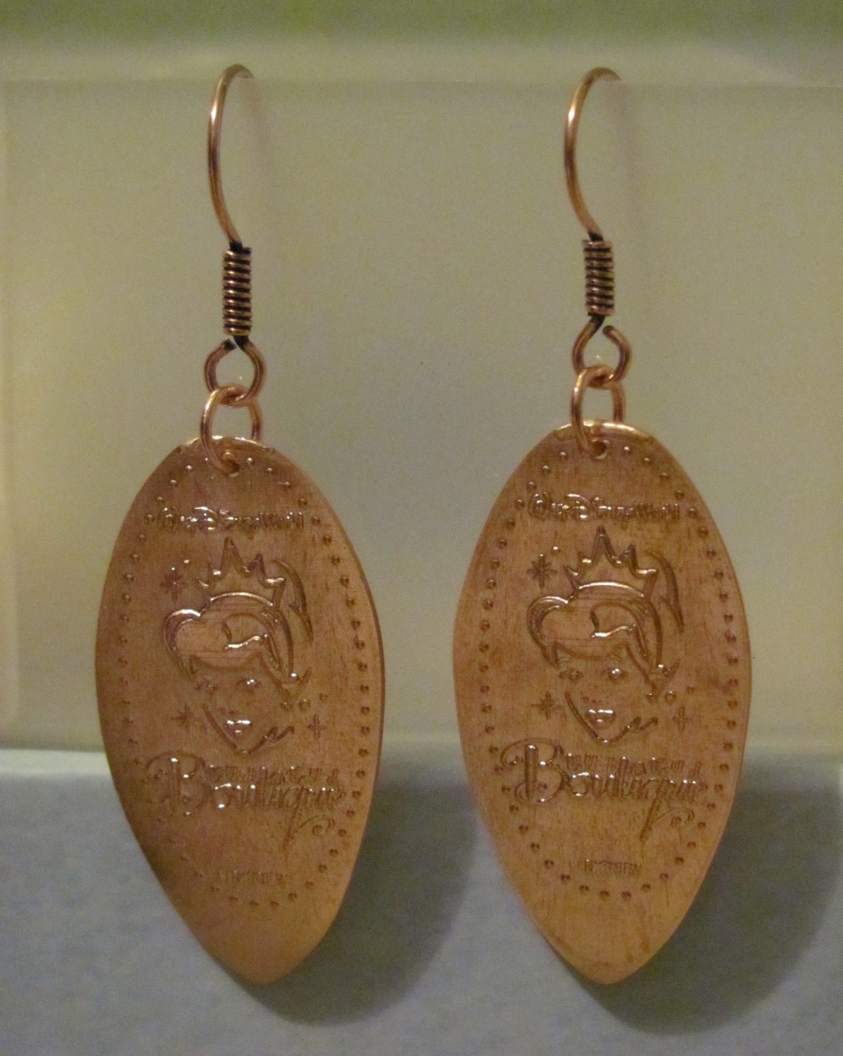 Disney World Cinderella pressed penny pure copper earrings