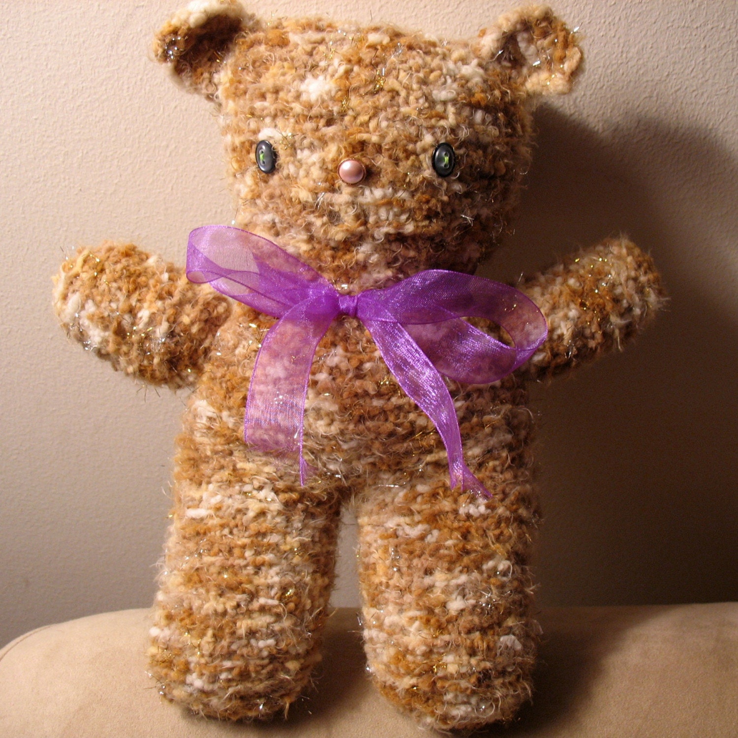 Knit Teddy Bear / Rupert the Lovable / Shabby Chic
