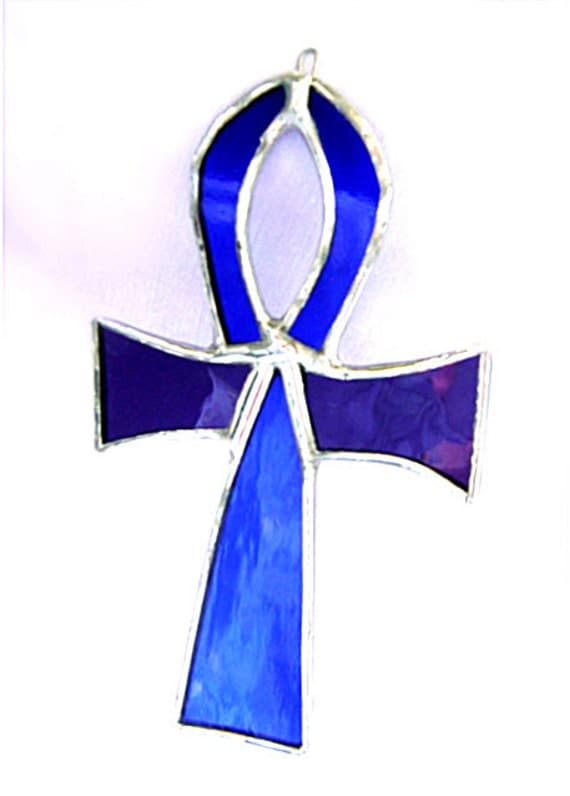 Ankh Stained Glass Egyptian Ornament Pagan Valentines Wicca Solstice Equinox Spring Ostara Mothers Day Easter Gift Original Design