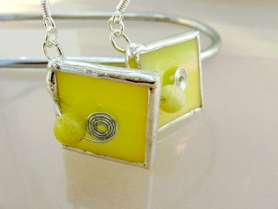 Yellow Banana Andy Warhol Retro Glass Earrings Iridescent Valentines Mothers Day Wedding Graduation Summer Wedding Birthday Gifts