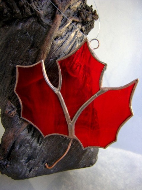 Maple Leaf  Stained Glass Red Ornament Canada Original Design Souvenir Mothers Day Fathers Day Graduation Made in Canada  Birthday Gift