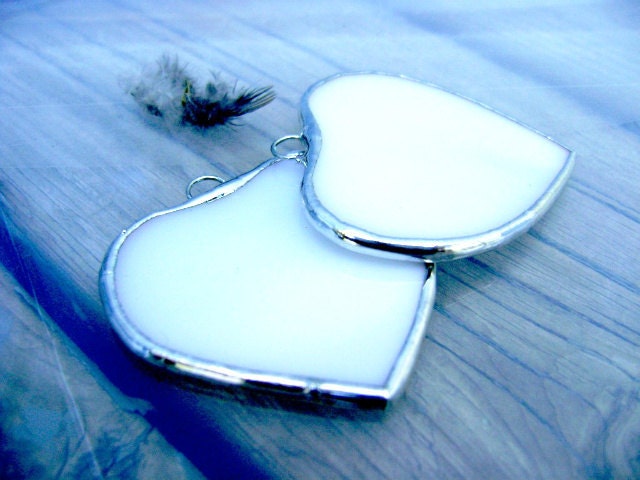 Hearts Stained Glass Shabby Twins Suncatchers Winter WHITE Valentines Mothers Day Easter Gifts Easter Wedding Favors
