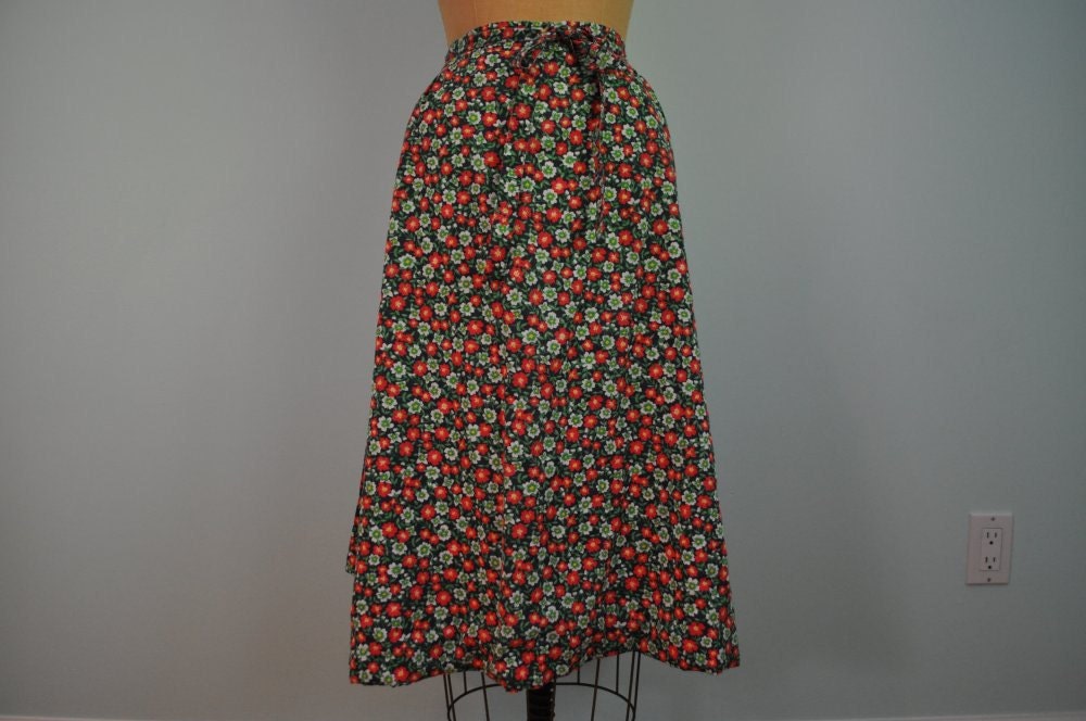 vintage wrap skirt 80s floral print M/L