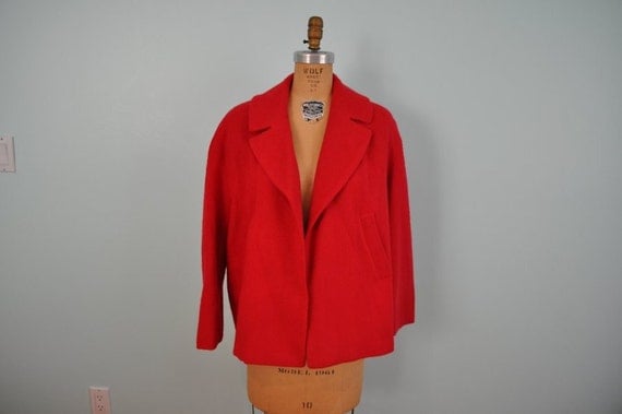 vintage swing jacket 60s short red XL