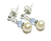 Pixie Post Earrings Something Blue Freshwater Pearl Crystal