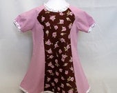 Dusty pink roses and chocolate, dress sz2T (92cl)