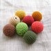 Crocheted Beads, Handmade Jewelry Supplies, Fiber Art, Cotton, Wooden Beads, Ivory, Mustard Yellow, Honey Brown, Salmon Pink, Burgundy Red, Light Green, Moss Green Set of 8 by MariaKonstantin on Etsy