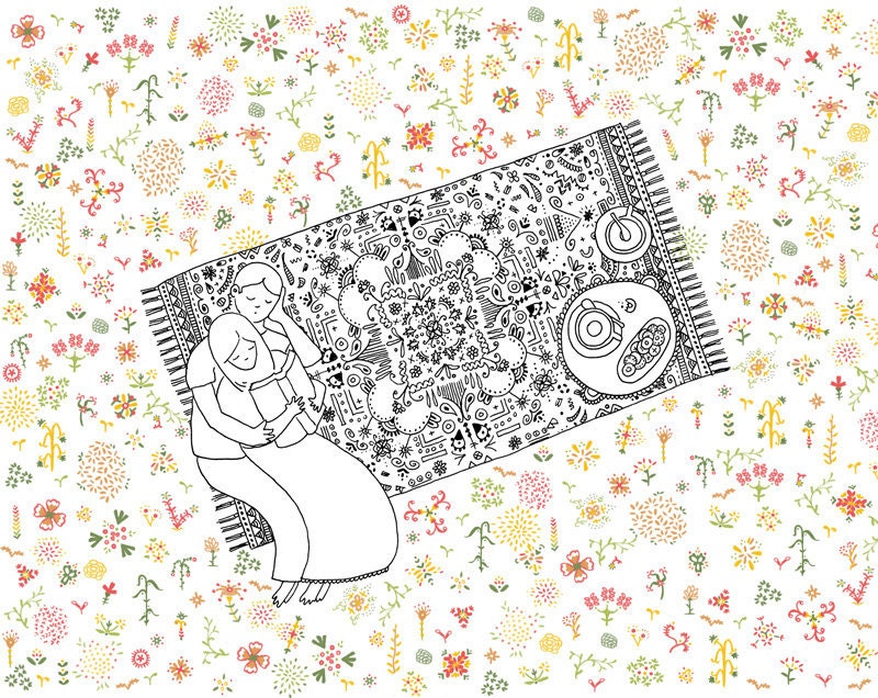 Spring flower park garden picnic carpet colorful Home Decor - Picnic Print 8 x 11.5
