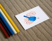 Blue Bird print - ACEO size - cute print from an original watercolor illustration