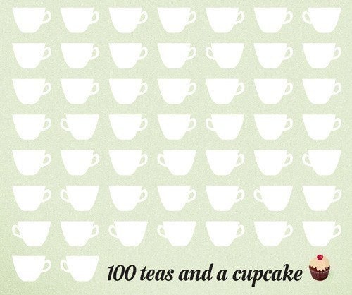100 teas and a cupcake Print 8 x 11.5