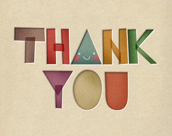 Thank You Print 8 x 11.5 - Friend Typography grateful colorful cute