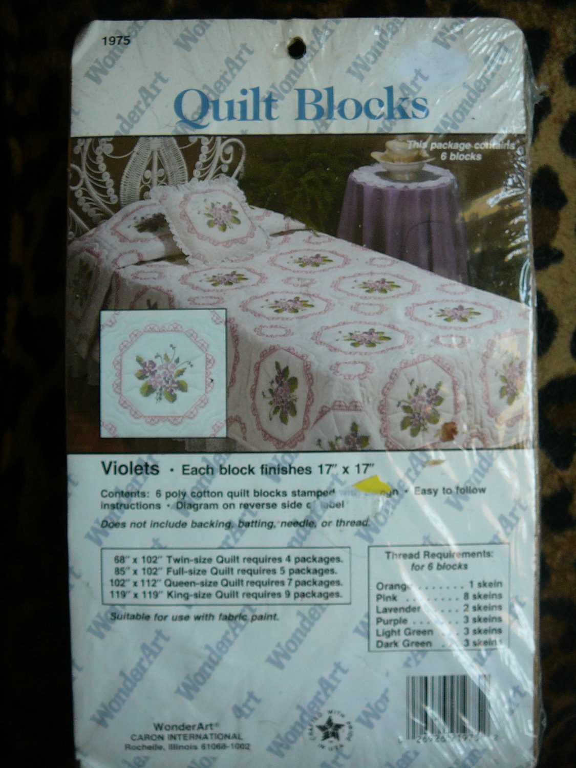 WonderArt Quilt Blocks --- VIOLETS --- New in Package --- Set of 6 Blocks