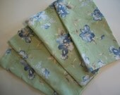 Linen Napkins Set of 4 Blue and Green Floral